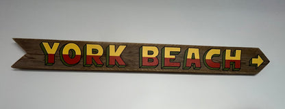 YORK BEACH 2-Tone Pine Fence Sign by Pierce Smith