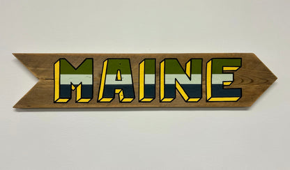 MAINE 3-Tone Pine Fence Sign