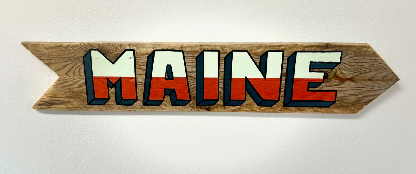 MAINE 2-Tone Pine Fence Sign