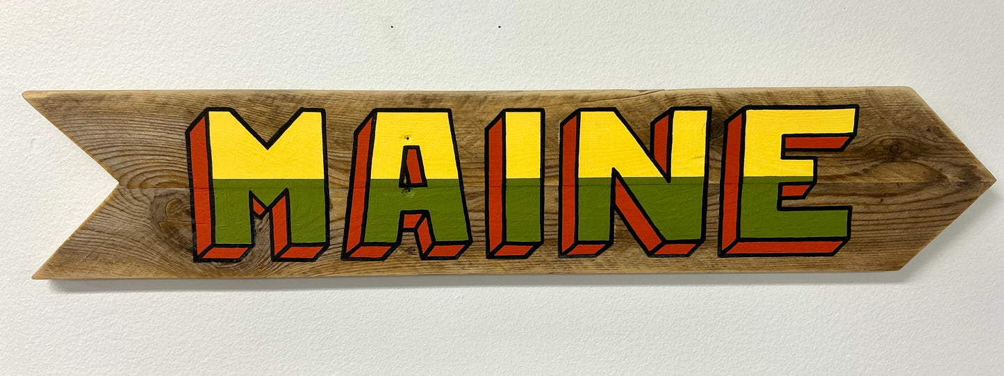 MAINE 2-Tone Pine Fence Sign