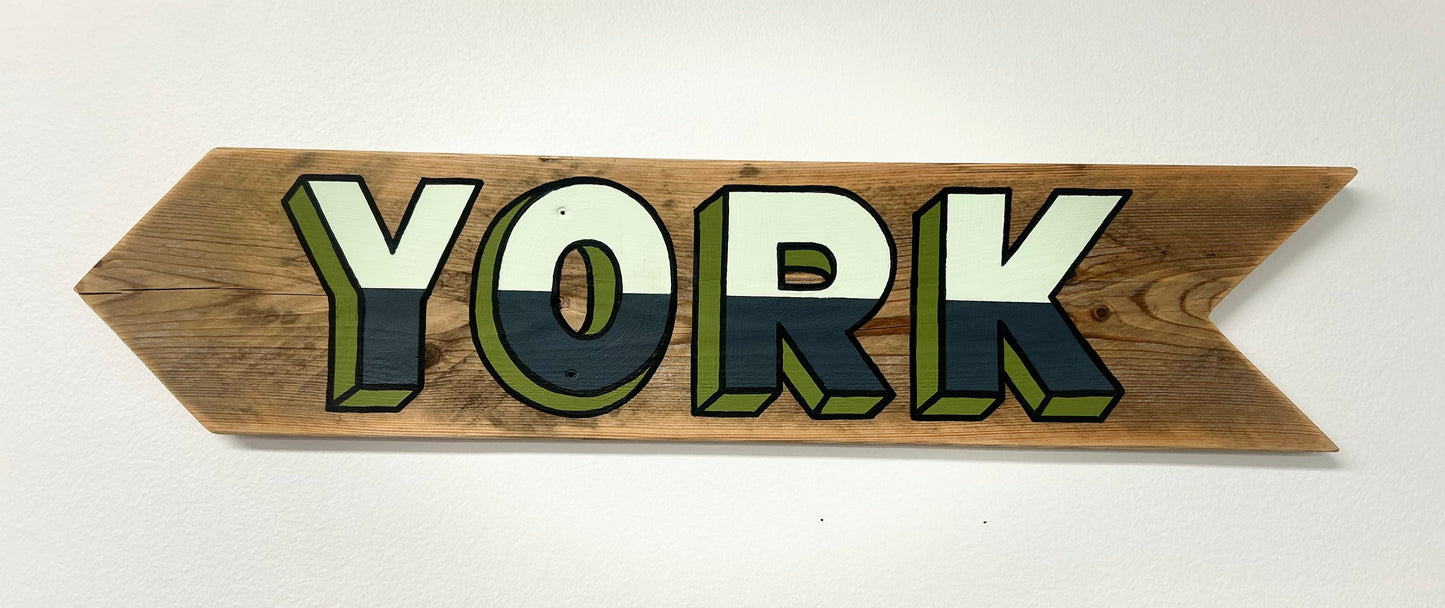 YORK 2-Tone Pine Fence Sign