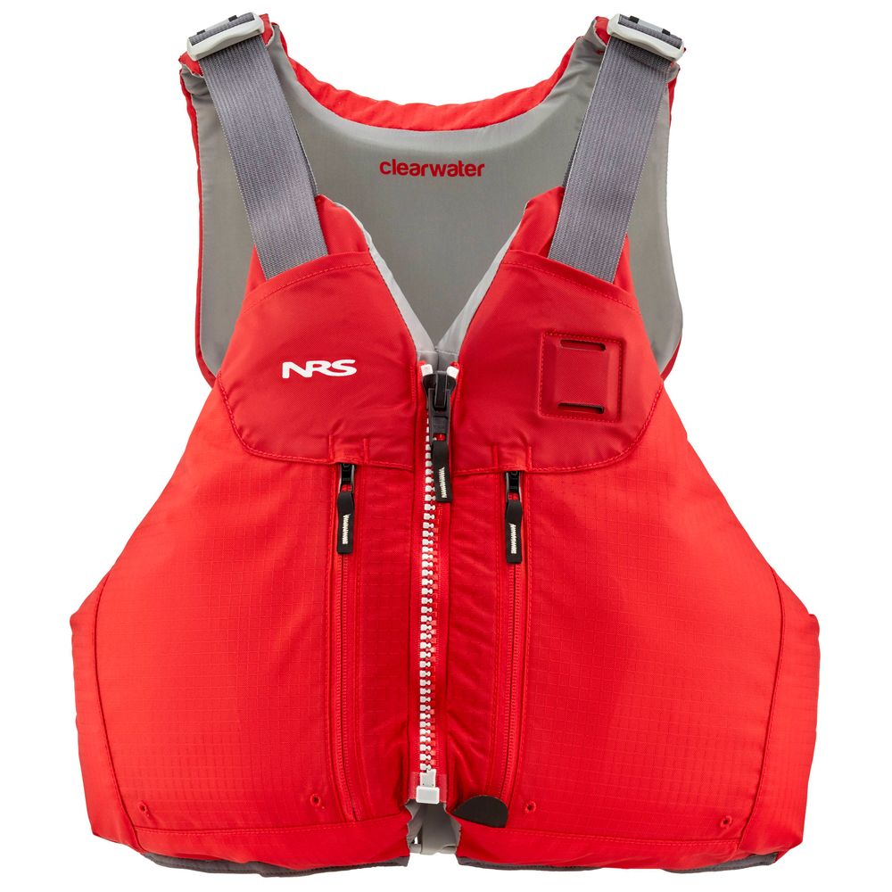 NRS Clearwater Life Jacket for Kayaking shown in Red color.