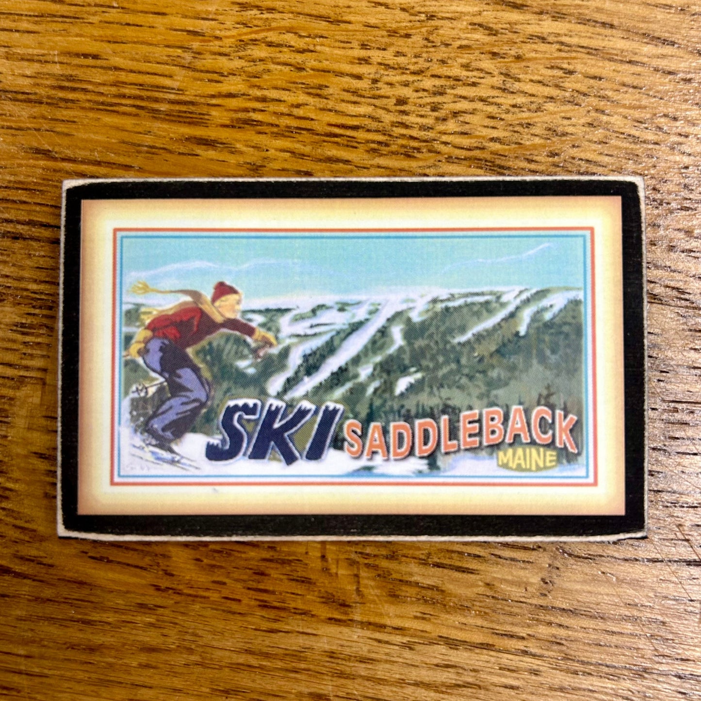 Ski Saddleback Maine resort skier magnet made in Maine by Gallery Concepts.